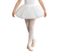 Riismen Falda Ballet Niños Ropa Baile Bailarina Traje De Actuación En Escena Gimnasia Fiesta Tranparencia Punto Blanco 6-8 años