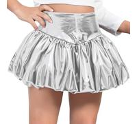 Riismen Falda Burbuja Metálica Niñas Faldilla Minijubonada Alta Cintura Falda Globo Minifalda Brillo Plata 11-12 años