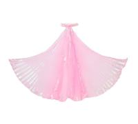 Riismen Faldas Relucientes De Baile De Vientre Para Niñas Traje De Culto De Baile Con Alas Plegadas Con Lazos Para Los Dedos Accesorio De Alas De Ángel Rosa 55cm