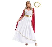 Riismen Mujer Vestido Diosa Griega Grecia Vestido Largo Egipcio Disfraz Romana Disfraz Reina Fiesta Carnaval borgoña 3XL