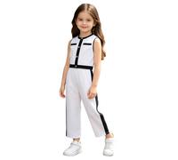 Riismen Niña Traje Chaleco con Pantalones Pierna Ancha Conjunto Casual Top Sin Mangas Y Shorts Viajar Blanco 3-4 años