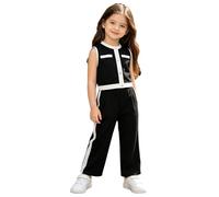 Riismen Niña Traje Chaleco con Pantalones Pierna Ancha Conjunto Casual Top Sin Mangas Y Shorts Viajar Negro 3-4 años