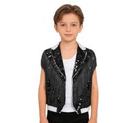 Riismen Niñas Niños Ropa Baile Jazz Y Hip Hop Chaqueta Vestido Brillante Blusa Corta Traje Coro Fiesta Disfraz Halloween Negro 5-6 años