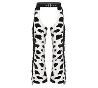 Riismen Pantalones De Hombre Estampado Vaca Lechera Abertura Lateral Pantalones Para Dormir Pijama Retro Vaquero Cowboy Ropa De Club Lencería Nocturna Lencería Sexy Blanco y negro XL