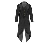 Riismen Traje Steampunk Medieval Para Niños Chaqueta Vintage Abrigo Victoriano Disfraz De Halloween Carnaval Smoking Frac Negro 9-10 años