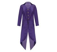 Riismen Traje Steampunk Medieval Para Niños Chaqueta Vintage Abrigo Victoriano Disfraz De Halloween Carnaval Smoking Frac Púrpura 13-14 años