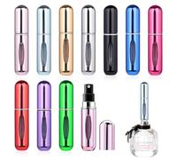 Riisoyu 10 unidades de 5 ml mini atomizadores de perfume, rellenables, vacíos, para viajes, mini botella de spray portátil con ventana para bolso, viajes, vacaciones, viajes en avión