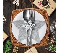 Riisoyu 12 Pcs Cestas para Cubiertos de Fieltro Navide?o, Bolsa para cubiertos ¨¢rbol de Navidad Soporte Porta Cubiertos Navide?os Bolsas para Cubiertos Decoraci¨®n de Mesa de Fiesta
