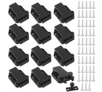 Riisoyu 12 piezas de cierre de puerta con desbloqueo táctil, pinza de presión pinza con 48 tornillos empujar para abrir abridor de puertas negro con función pop up automática para cajones armarios