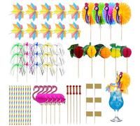 Riisoyu 150 Piezas Decoración de cócteles, Sombrillas de Cóctel Cócteles Pajitas de Colores Palitos de Fuegos Artificiales Multifuncional Decoraciones de Cóctel Pajitas para Fiestas de Verano, Bar