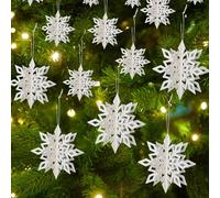 Riisoyu 18pcs Copos de Nieve Colgante Adorno, 3D Paper Snowflakes para Navidad Winter Adornos Navidad Arbol para el Árbol de Navidad Copo de Nieve para el Hogar Boda Fiesta de Vacaciones