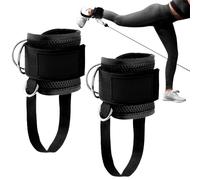Riisoyu 2 Piezas Tobilleras Poleas Gym, Ajustable Correas Tobillos con Doble Anilla en D Agarres Poleas Acolchada para Máquina Cable Fitness Gimnasio Hombre Mujer Glúteo Hombro Tríceps