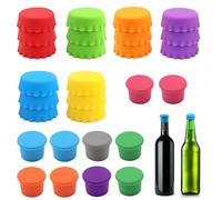 Riisoyu 30 Piezas Tapón de Botella de Cerveza, Tapón de silicona para botellas Multicolor Tapon Botellas Vino Reutilizables Sellado de tapones de cerveza para Cerveza, Zumo y Botellas de Cristal