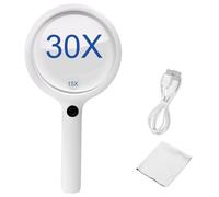 Riisoyu 30X Lupa con Luz, Lupa de Mano iluminada Gran Aumento con 20 Luces LED Lupa de Lectura Mano Portátil de Vidrio con 3 Modos para Joyería, Leer Libros, Exploración, Periódico y Mapas