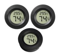 Riisoyu 3PCS Mini Termometro Higrometro, Medidor Humedad LCD Digital Mini Portátil Monitor Round Temperatura Misuratore di Umidità para Casa Sala de Estar Invernadero Bodega Sótano Habitación del Bebé