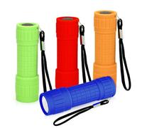 Riisoyu 4 mini linternas LED, revestimiento de silicona, linterna LED con 9 LED, resistente al agua, pequeña con cordón, para camping, exterior, barbacoa urgente