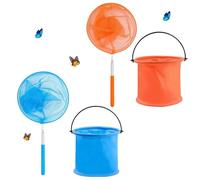 Riisoyu 4 Piezas Redes de Mariposa Telescópicas, Red de Pesca para niños con 2 Cubos Plegables Cazamariposas Redes Red De Captura De Insectos para Atrapar Insectos, Mariposa, Peces Pequeños