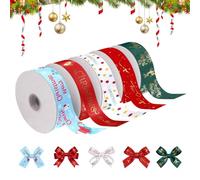 Riisoyu 5 Rollos 25 Yardas Cinta Navidad, 2,5cm Cinta Envolver Regalos Lazos para Envolver Regalos Navideños y Decoración De Fiestas