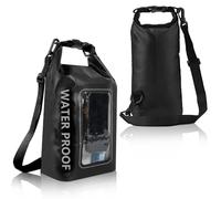 Riisoyu 5L Bolsa Estanca, Negro Bolsa Seca IPX6 Dry Bag con Correa de Hombro Ajustable Bolsas Impermeables Mochila Impermeable para Pesca, Rafting, Camping, Senderismo, Esquí, Pesca, Kayak