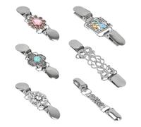Riisoyu 6 Piezas Clip de Suéter de Cárdigan, Cuello de Chal Cadena Metálica Broche De Bufanda Vintage Creativa Clip Cierre Cardigan de Mujer para Tops Cárdigans Vestidos Bufandas