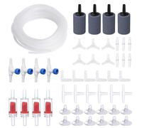 Riisoyu Accesorios para bomba de aire, manguera de silicona de 8 m, 4 válvulas antirretorno de piedra de aire, válvulas regulables, conexiones de forma I/T/L para acuario, accesorios para la