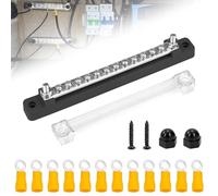 Riisoyu Bloques de Distribución, 12V-48V Caja de Barra Colectora de Una Sola Fila con 12 x M4 Pernos de Terminal BusBar Bloque de Distribución 150A bloque terminales de barra colectora para Yate Barco