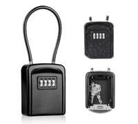 Riisoyu Caja de Seguridad para Llaves Exterior, Armarios Bloqueo Gancho con Codigo 4 Digitos Portátil Caja de Cerradura Impermeable Candado Guarda Cajetin Llaves Lockbox para Home Office Garage School