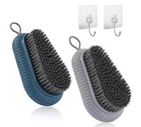 Riisoyu Cepillo de uñas resistente, 2 piezas Cepillo de Limpieza de Uñas con 2 gancho adhesivo Cepillo de uñas de alta resistencia con cordón para Limpiar la Suciedad y la Grasa Que Debajo de Las Uñas