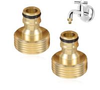 Riisoyu Conector rápido de latón, 2 Piezas rosca exterior de 1 pulgada Conector de Manguera Latón Conectores rápidos de Manguera de jardín Conectores de Grifo para Jardín, Cocina, Lavadora