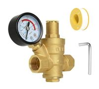 Riisoyu DN15 1/2 pulgada Regulador de Presion Agua, Regulador de Presión de Agua Ajustable con Manómetro Erramientas de Ajuste 100% Latón de Alta Dureza Valvula Reductora de Presion Agua