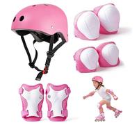 Riisoyu Equipo de Protección Infantil, 7 Piezas Conjuntos de Patinaje Niños con Muñequeras Rodilleras y Coderas Ajustables Casco Bicicleta Protecciones Patines Niño para Patinaje Monopatín Ciclismo