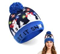Riisoyu Gorro de Navidad con Luces LED, Gorros de Navidad con Luces LED Sombrero LED Light Up Sombrero Beanie Gorro Sombrero