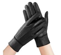 Riisoyu Guantes de cuero para hombre, cachemira forrado caliente Moda Guantes Falso Cuero Pantalla de Viento Antideslizante guantes para Esquí Manejar Cashmere Lined Driving Outdoor