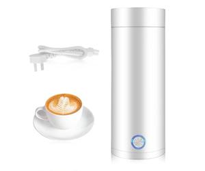 Riisoyu Hervidor Agua Electrico, 3 en 1 Hervidor de Agua Pequeño y Mini Termo Hervidor de Viaje Inoxidable Hervidor Eléctrico Portátil Apagado Automático para Hacer Leche, Café y Té, Blanco