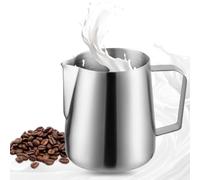 Riisoyu Jarra de leche de acero inoxidable, de mano, de acero inoxidable, 400 ml, para hacer espuma de leche para capuchino y latté, café, creamer, leche espumante