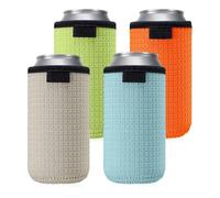 Riisoyu Juego de 4 enfriadores de bebidas estándar de 16 onzas, reutilizables, enfriadores de latas de neopreno, soporte para bebidas para exteriores, viajes, fiestas, cerveza, agua