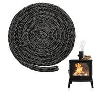 Riisoyu Kit de cuerda de estufa negra, Fibra de Vidrio Redondo Alta Temperatura Resistencia Sello Cuerda Cinta de Sellado para Chimenea Cuerda sellado fibra vidrio para Estufas Puerta, 10 mm x 2,5 m