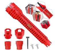 Riisoyu Llave de Lavabo 7 en 1 Multifuncional - Para Grifo, Fregadero, Tubo de Agua - Plástico - Instalador de Grifos, Lavamanos, Inodoro, Baño, Cocina