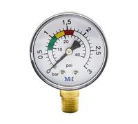 Riisoyu Manómetro de Agua, manómetro de piscina 1/4 BSPT para piscinas filtros y bombas0-3BAR/PSI Preciso medidor de presión de agua Ø50mm Fácil instalación Para Acuarios y Filtración De Agua Exterior
