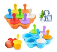 Riisoyu Moldes para Helados, 2PCS Reutilizable Poleras Helado Ice Cream Mold DIY Popsicle Mold Sin BPA Juego de Moldes para Polos con Tapas para Alimentos para Bebés Helado Frutas