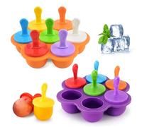 Riisoyu Moldes para Helados, 2PCS Reutilizable Poleras Helado Ice Cream Mold DIY Popsicle Mold Sin BPA Juego de Moldes para Polos con Tapas para Alimentos para Bebés Helado Frutas, Naranja y morado