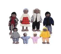 Riisoyu Muñecas de Familiares Madera, 8 Piezas Juego de Figuras de Mini Simulación Muñecas Accesorios de Casa Familiares de Dibujos Animados Regalo Juguetes para niños