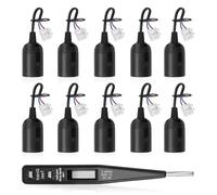 Riisoyu Portalamparas E27, 10PCS Casquillos para Bombillas con Cable Portalámparas Adaptador con Lápiz de Prueba E27 Vintage Portalámpara para Obra, Industrial y Decorativo