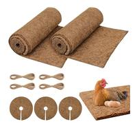 Riisoyu Rollo de Revestimiento de Coco, 2 Volúmenes Estera de Fibra de Coco 30x100 cm y 3 Piezas Disco Fibra de Coco para Plantas Macetas Invierno Protección Heladas Forro Alfombra de Reptil