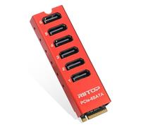 RIITOP Adaptador M.2 a SATA [6 puertos], M.2 NVMe a SATA 3.0 tarjeta con chipset ASM1166 y carcasa de aluminio para SSD/HDD de hasta 6 Gbps