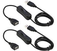 RIITOP - Cable de extensión USB para interruptor de encendido/apagado [3 M, paquete de 2], USB 2.0 macho a hembra con soporte para interruptor (datos y alimentación) para auriculares USB, tiras LED