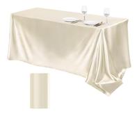 RIJPEX 1-12 Paquetes De Mantel De Satén De 102 X 58 Pulgadas, Cubierta De Mesa De Satén Superpuesta, Mantel Rectángulo De Seda Brillante, Decoración De Mesa De Tela Lisa, Marfil, 4 Piezas