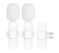 RIJPEX Professional Wireless Lavalier Lapel Microphone,Video Recording HD Radio One to Two,Microphone Suitable for Live Broadcast (White,A)