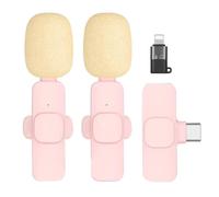 RIJPEX Professional Wireless Lavalier Lapel Microphone,Video Recording HD Radio One to Two,Microphone Suitable for Live Broadcast (Pink,C)
