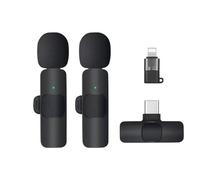 RIJPEX Professional Wireless Lavalier Lapel Microphone,Video Recording HD Radio One to Two,Microphone Suitable for Live Broadcast (Black,C)